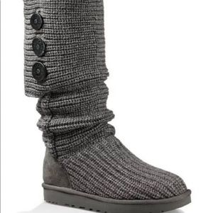 UGG Gray Knit Boots with Buttons